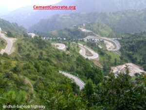 Hill road with many bends and structures ( eg. BP Highway Nepal)